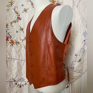 SOLD!! VINTAGE PIONEER WEAR ORANGE TAN LEATHER VEST